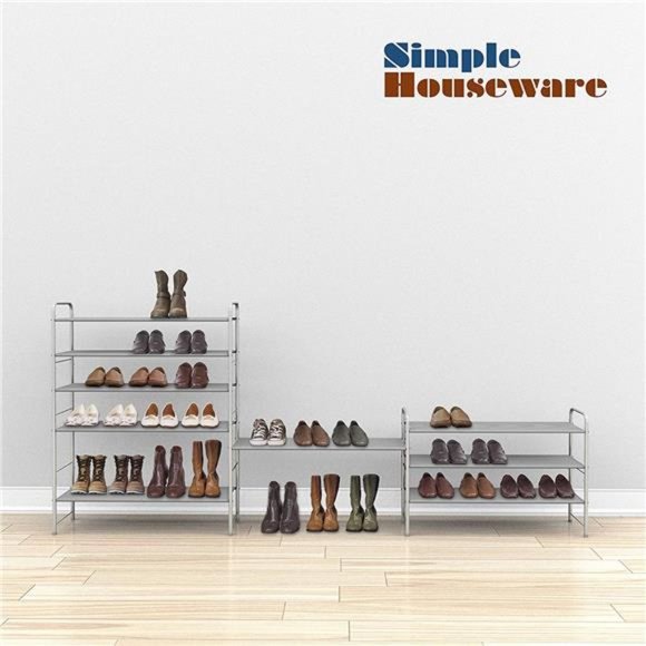 3-Tier Shoe Rack Storage Organizer, Grey - Picture 6 of 7